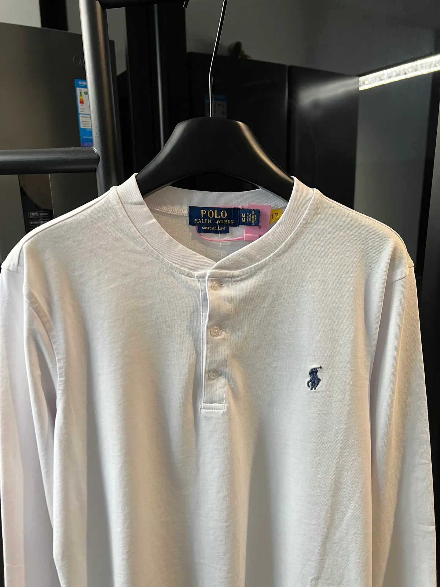 P186 [Next day] RALPH LAUREN/Ralph Lauren 25fw war horse embroidered buttoned long-sleeved T-shirt (white) Size: s m l xl Detailed sizes can be found in Figure 9